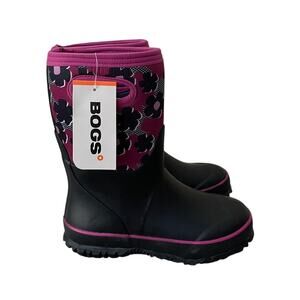 Newt BOGS Graps Classic Petal Girls Size 2 Pink Black Waterproof Boots